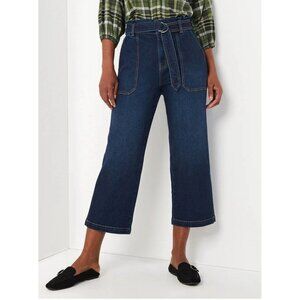 Time and Tru Paperbag Belted Jeans Women's 12 Blue Dark Wash Cropped NWT